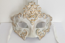 Venetian Mask - Atlantis Regent - White/Gold